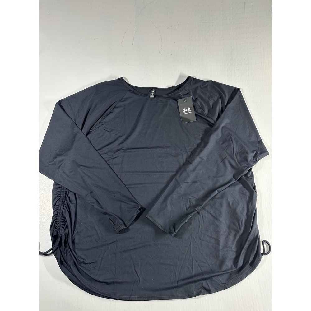 Under Armour Womens Black Active Long Sleeve Top Drawstring Detail Loose Size 3X